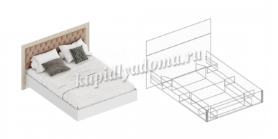 Кровать Жасмин 1.4 с ортопедическим основанием (Дуб баррик/Белый лофт)