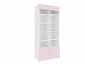 Шкаф комбинированный Алиса с 2 дверями 332.22 исп.2 (Белый/Розовый)