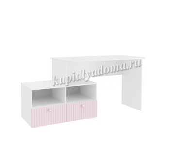 Стол письменный Алиса угловой с ящиками 332.09 (Белый/Розовый)